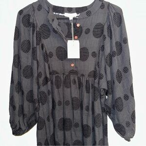 Umgee Black and Red Sundress with Bishop Sleeves and Crew Neck